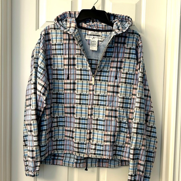 TOMMY HILFIGER plaid, hooded jacket, size L - Picture 2 of 5